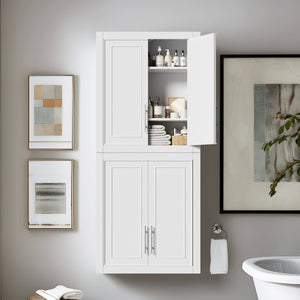 HomeRoots 22" White Wood Floating Vanity - Stylish Space-Saving Double Door Design for Modern Bathrooms 564797