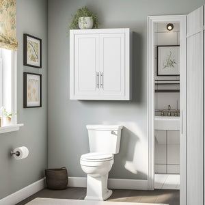 HomeRoots 22" White Wood Floating Vanity - Stylish Space-Saving Double Door Design for Modern Bathrooms 564797