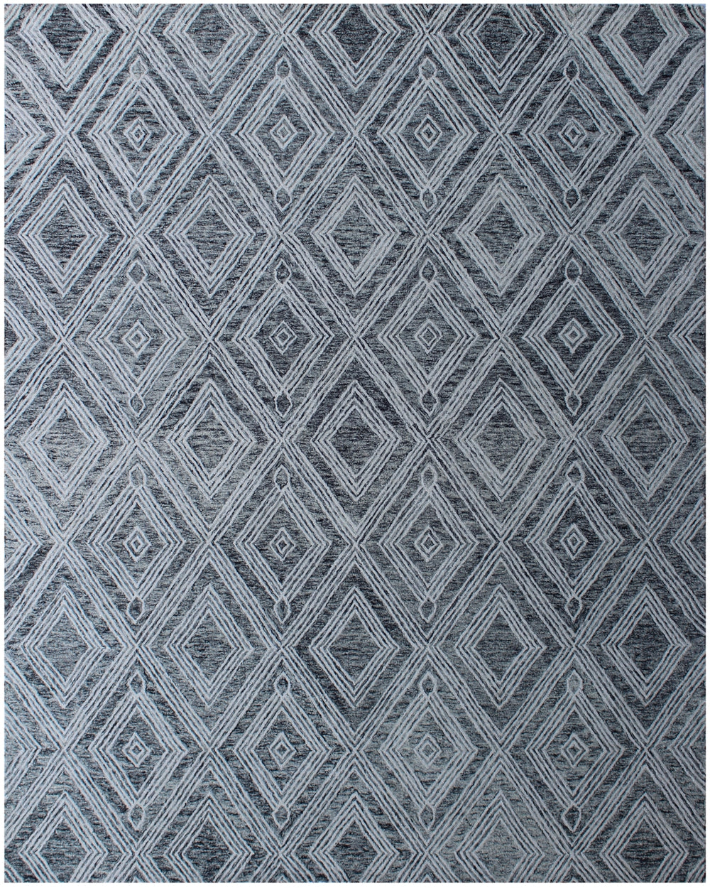 Homeroots 8' X 10' Black And Ivory Wool Abstract Geometric Hand Tufted Non Skid Area Rug  Wool 564799