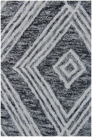 Homeroots 8' X 10' Black And Ivory Wool Abstract Geometric Hand Tufted Non Skid Area Rug  Wool 564799