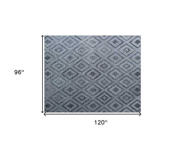 Homeroots 8' X 10' Black And Ivory Wool Abstract Geometric Hand Tufted Non Skid Area Rug  Wool 564799