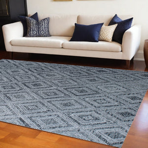 Homeroots 8' X 10' Black And Ivory Wool Abstract Geometric Hand Tufted Non Skid Area Rug  Wool 564799