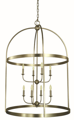 Framburg 8-light Modern Foyer Chandelier With Open Cage Design And Hammered Square Tubing For Elegance Satin Pewter Metal 5648 Sp