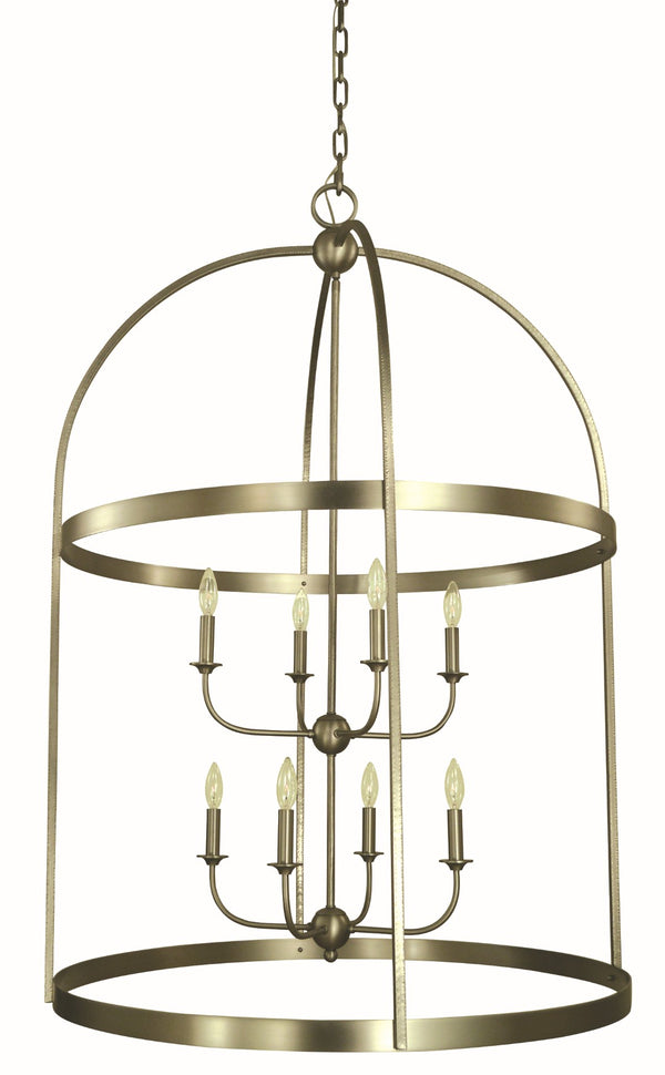 Framburg 8-light Modern Foyer Chandelier With Open Cage Design And Hammered Square Tubing For Elegance Satin Pewter Metal 5648 Sp