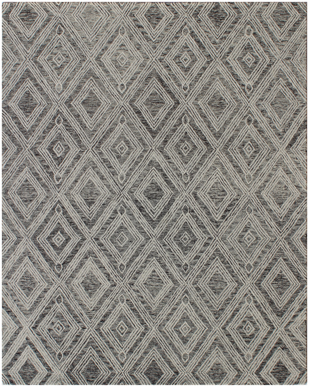 Homeroots 5' X 8' Black And Ivory Wool Abstract Geometric Hand Tufted Non Skid Area Rug  Wool 564800