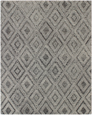 Homeroots 5' X 8' Black And Ivory Wool Abstract Geometric Hand Tufted Non Skid Area Rug  Wool 564800