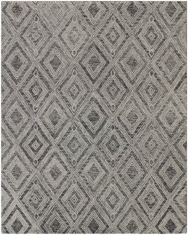 Homeroots 5' X 8' Black And Ivory Wool Abstract Geometric Hand Tufted Non Skid Area Rug  Wool 564800
