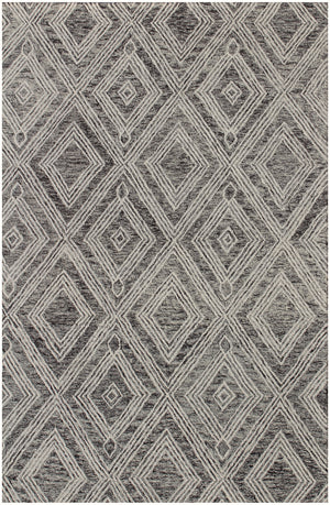 Homeroots 5' X 8' Black And Ivory Wool Abstract Geometric Hand Tufted Non Skid Area Rug  Wool 564800