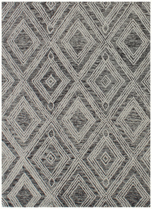 Homeroots 5' X 8' Black And Ivory Wool Abstract Geometric Hand Tufted Non Skid Area Rug  Wool 564800