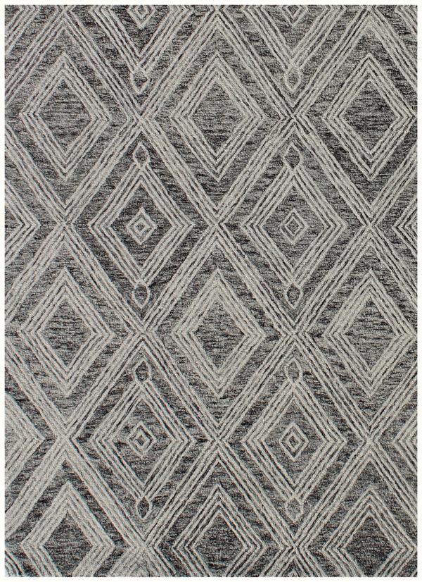 Homeroots 5' X 8' Black And Ivory Wool Abstract Geometric Hand Tufted Non Skid Area Rug  Wool 564800