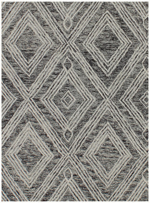 Homeroots 5' X 8' Black And Ivory Wool Abstract Geometric Hand Tufted Non Skid Area Rug  Wool 564800