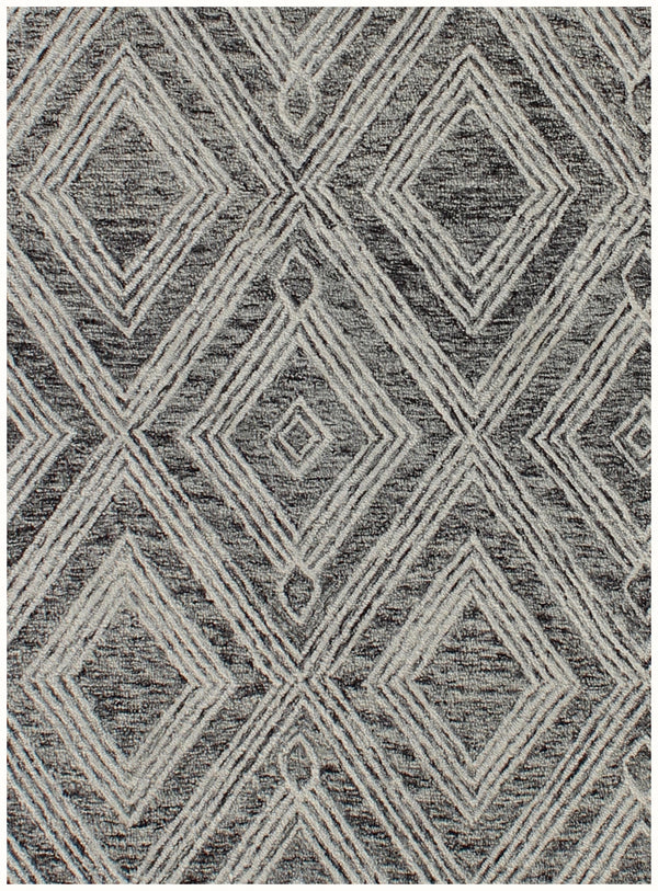 Homeroots 5' X 8' Black And Ivory Wool Abstract Geometric Hand Tufted Non Skid Area Rug  Wool 564800