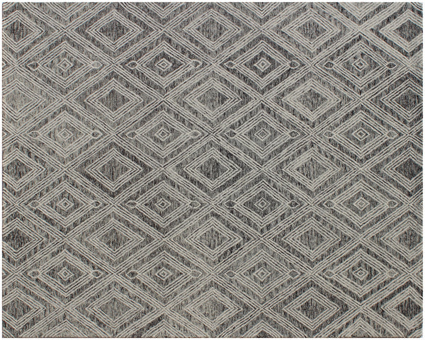 Homeroots 5' X 8' Black And Ivory Wool Abstract Geometric Hand Tufted Non Skid Area Rug  Wool 564800