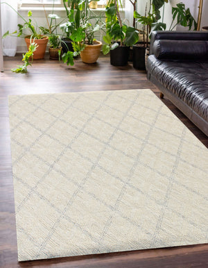 Homeroots 5' X 8' Ivory Wool Abstract Geometric Hand Tufted Non Skid Area Rug  Wool 564801