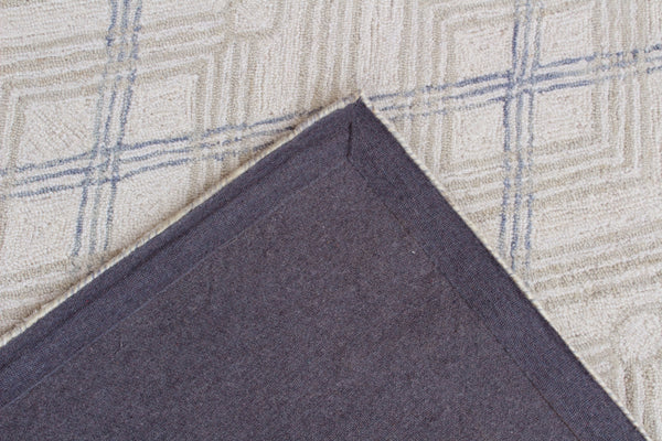 Homeroots 5' X 8' Ivory Wool Abstract Geometric Hand Tufted Non Skid Area Rug  Wool 564801