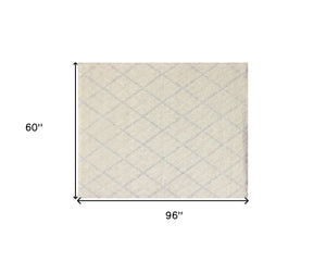 Homeroots 5' X 8' Ivory Wool Abstract Geometric Hand Tufted Non Skid Area Rug  Wool 564801