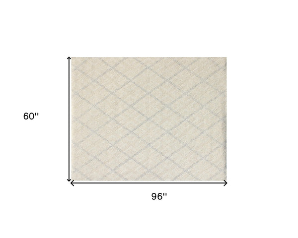 Homeroots 5' X 8' Ivory Wool Abstract Geometric Hand Tufted Non Skid Area Rug  Wool 564801