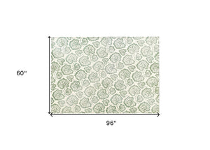 Homeroots 5' X 8' Ivory Wool Floral Hand Tufted Non Skid Area Rug  Wool 564802