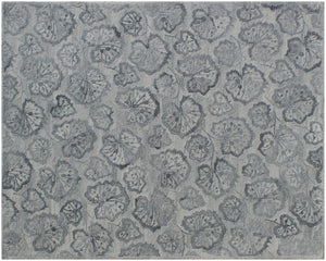 HomeRoots 5' Elegant Hand-Tufted Wool Floral Area Rug – Timeless Design, Stain-Resistant, Non-Skid Comfort Silver 564803