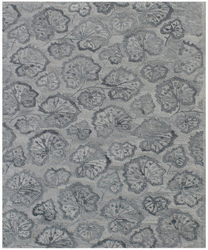 HomeRoots 5' Elegant Hand-Tufted Wool Floral Area Rug – Timeless Design, Stain-Resistant, Non-Skid Comfort Silver 564803