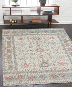 Homeroots 5' X 8' Ivory And Blue Wool Oriental Hand Tufted Non Skid Area Rug  Wool 564804