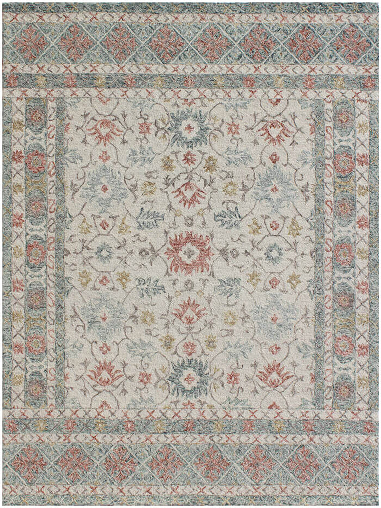 Homeroots 5' X 8' Ivory And Blue Wool Oriental Hand Tufted Non Skid Area Rug  Wool 564804