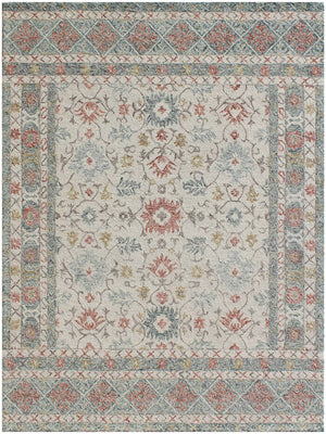 Homeroots 5' X 8' Ivory And Blue Wool Oriental Hand Tufted Non Skid Area Rug  Wool 564804