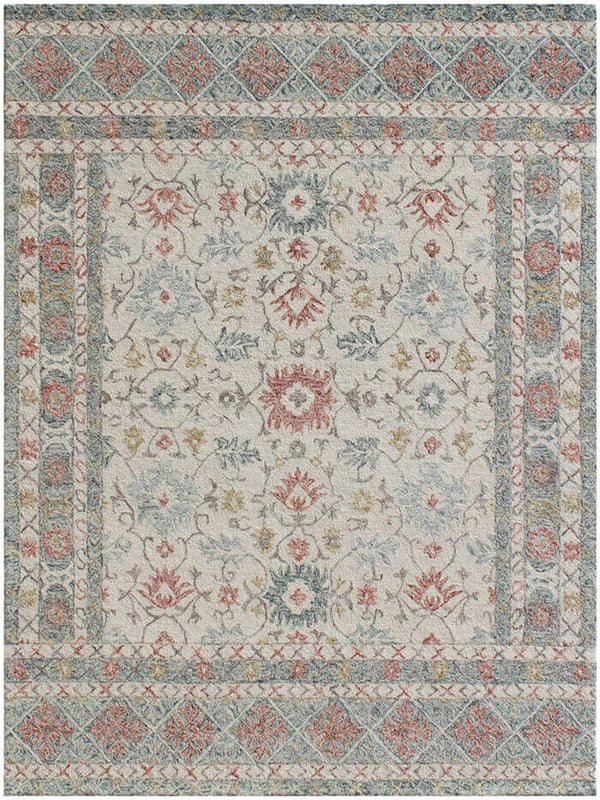 Homeroots 5' X 8' Ivory And Blue Wool Oriental Hand Tufted Non Skid Area Rug  Wool 564804