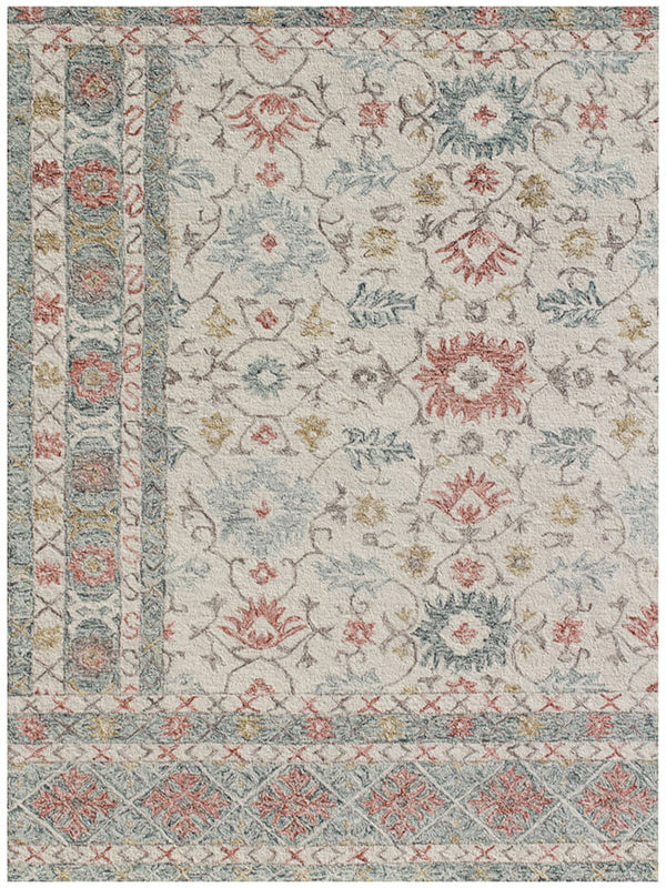 Homeroots 5' X 8' Ivory And Blue Wool Oriental Hand Tufted Non Skid Area Rug  Wool 564804
