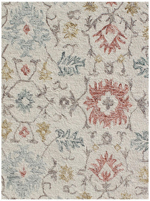 Homeroots 5' X 8' Ivory And Blue Wool Oriental Hand Tufted Non Skid Area Rug  Wool 564804