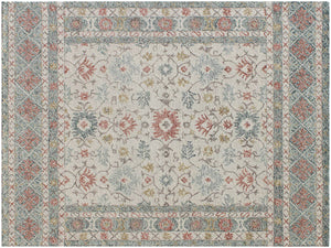 Homeroots 5' X 8' Ivory And Blue Wool Oriental Hand Tufted Non Skid Area Rug  Wool 564804