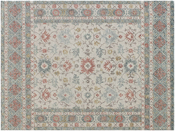 Homeroots 5' X 8' Ivory And Blue Wool Oriental Hand Tufted Non Skid Area Rug  Wool 564804