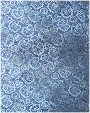 Homeroots 5' X 8' Denim Blue Wool Floral Hand Tufted Non Skid Area Rug  Wool 564805