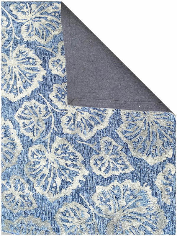 Homeroots 5' X 8' Denim Blue Wool Floral Hand Tufted Non Skid Area Rug  Wool 564805