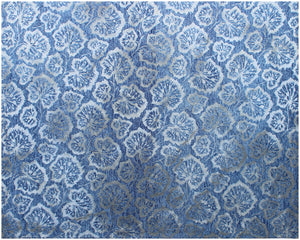Homeroots 5' X 8' Denim Blue Wool Floral Hand Tufted Non Skid Area Rug  Wool 564805