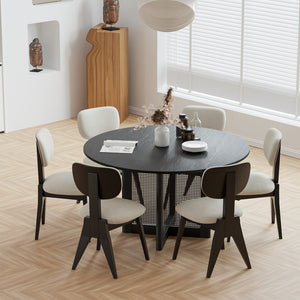 Homeroots Set Of Two Stylish Beige And Black Upholstered Open Back Dining Chairs For Any Room Decor   564810