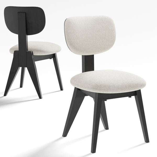 Homeroots Set Of Two Stylish Beige And Black Upholstered Open Back Dining Chairs For Any Room Decor   564810