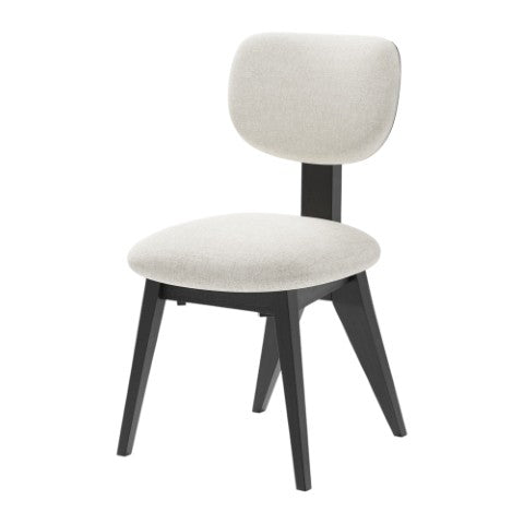 Homeroots Set Of Two Stylish Beige And Black Upholstered Open Back Dining Chairs For Any Room Decor   564810
