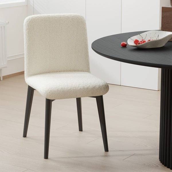 Homeroots Set Of Two Stylish Upholstered Boucle Dining Side Chairs In White And Black For Modern Homes   564812