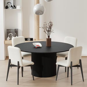 Homeroots Set Of Two Stylish Upholstered Boucle Dining Side Chairs In White And Black For Modern Homes   564812