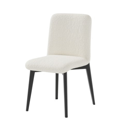 Homeroots Set Of Two Stylish Upholstered Boucle Dining Side Chairs In White And Black For Modern Homes   564812