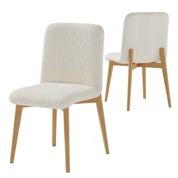 HomeRoots Set of Two Chic Off-White Boucle Upholstered Dining Chairs for Modern Home & Versatile Style 564813