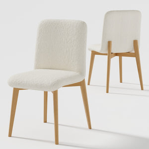 Homeroots Set Of Two Elegant Off White Boucle Upholstered Dining Chairs For Cozy Family Gatherings & Style   564813
