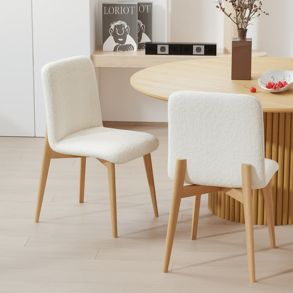 Homeroots Set Of Two Elegant Off White Boucle Upholstered Dining Chairs For Cozy Family Gatherings & Style   564813