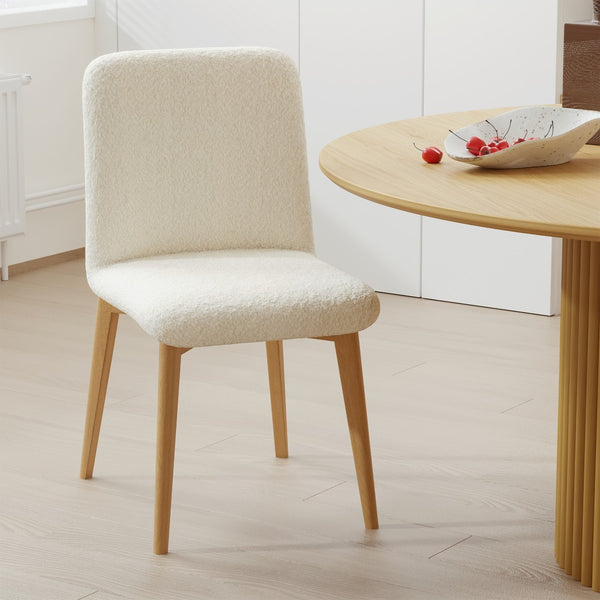 Homeroots Set Of Two Elegant Off White Boucle Upholstered Dining Chairs For Cozy Family Gatherings & Style   564813