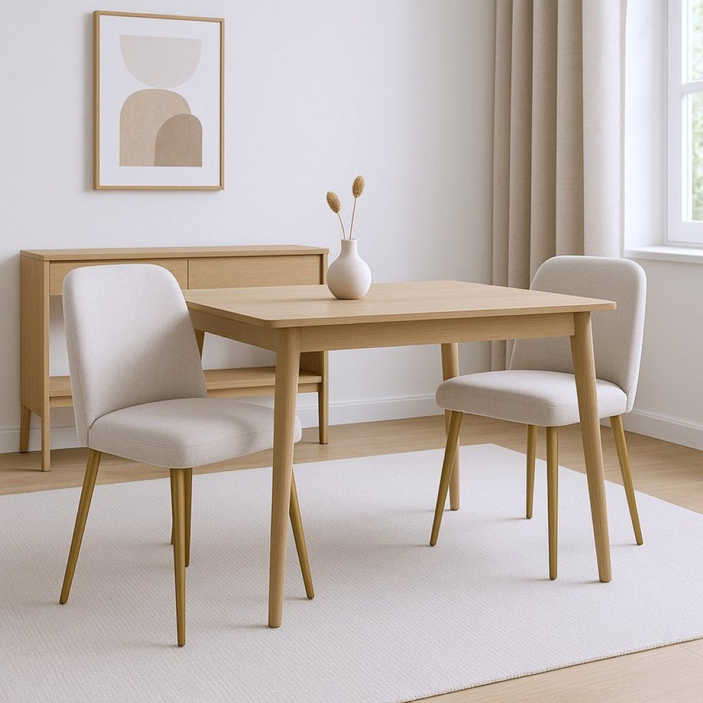 HomeRoots Set of Two Beige and Gold Upholstered Dining Chairs – Modern Comfort for Any Room Decor! 564816
