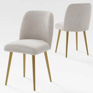 HomeRoots Set of Two Beige and Gold Upholstered Dining Chairs – Modern Comfort for Any Room Decor! 564816