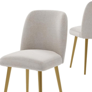HomeRoots Set of Two Beige and Gold Upholstered Dining Chairs – Modern Comfort for Any Room Decor! 564816