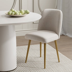 HomeRoots Set of Two Beige and Gold Upholstered Dining Chairs – Modern Comfort for Any Room Decor! 564816