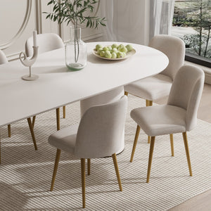 HomeRoots Set of Two Beige and Gold Upholstered Dining Chairs – Modern Comfort for Any Room Decor! 564816